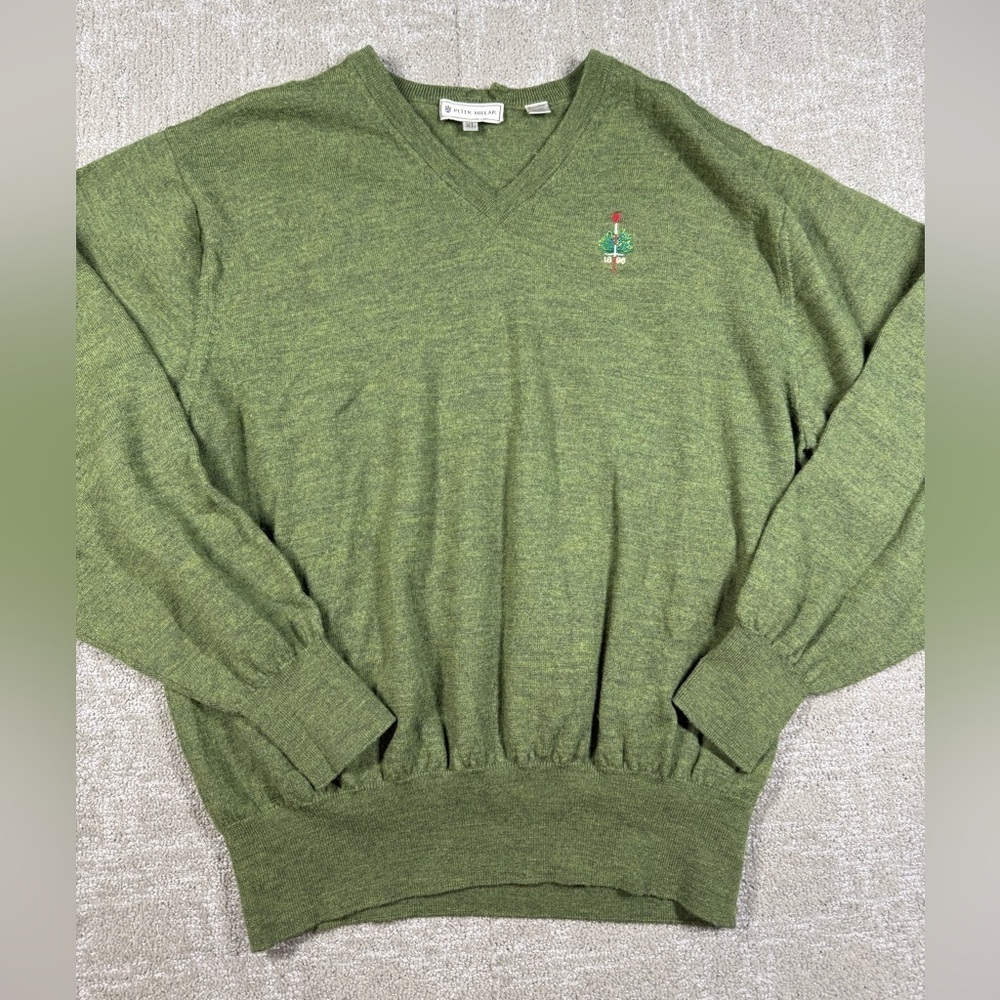 Vtg Peter Millar Merion Golf Club Extra Fine Italian Wool Green Golf Sweater XL